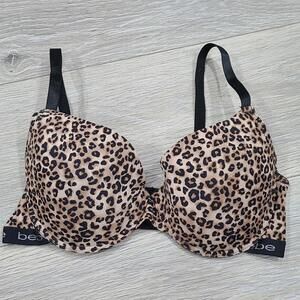 Bebe Bra Size 38D Leopard Print Logo